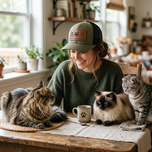 Custom Photo Cat Leather Patch Trucker Hat – Photo Cat Trucker Hat | Cat Memorial Gifts | Gift For Cat Lovers