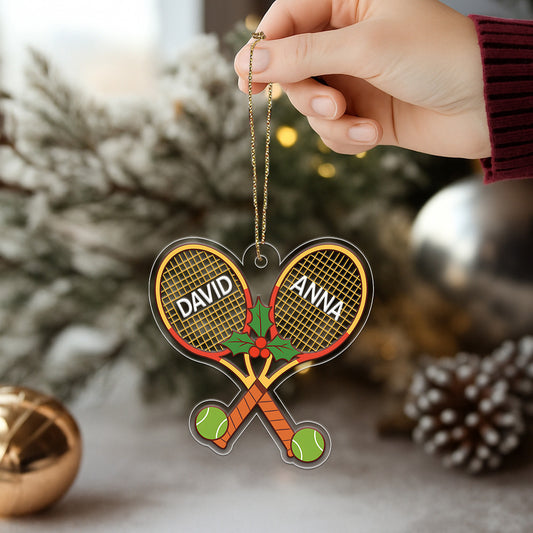 Personalize Tennis Player Team Named Acrylic Ornament Christmas Gift
