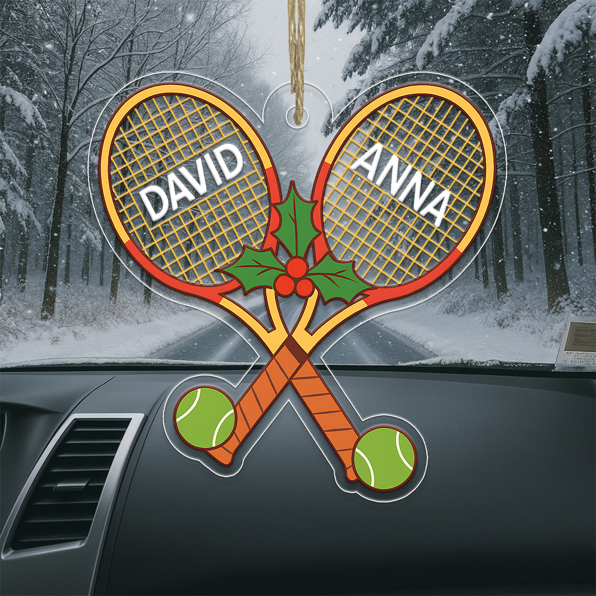 Personalize Tennis Player Team Named Acrylic Ornament Christmas Gift