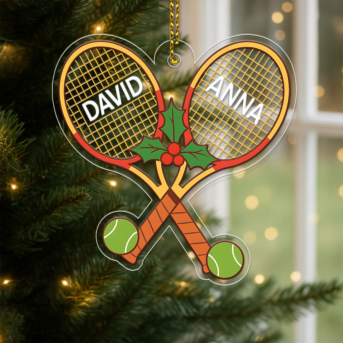 Personalize Tennis Player Team Named Acrylic Ornament Christmas Gift