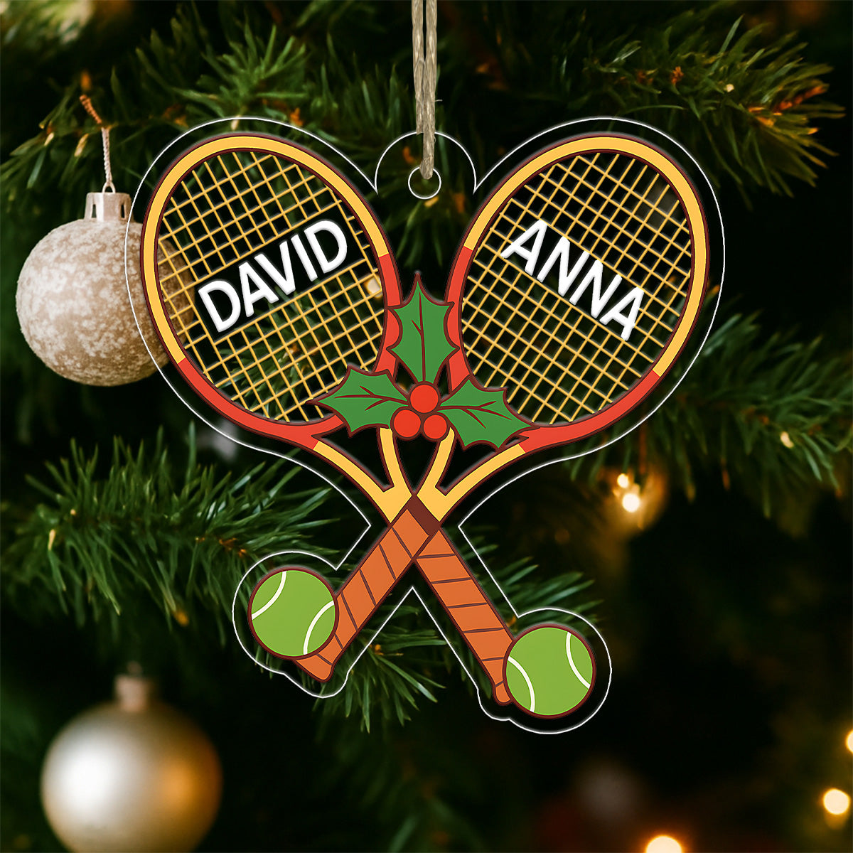 Personalize Tennis Player Team Named Acrylic Ornament Christmas Gift