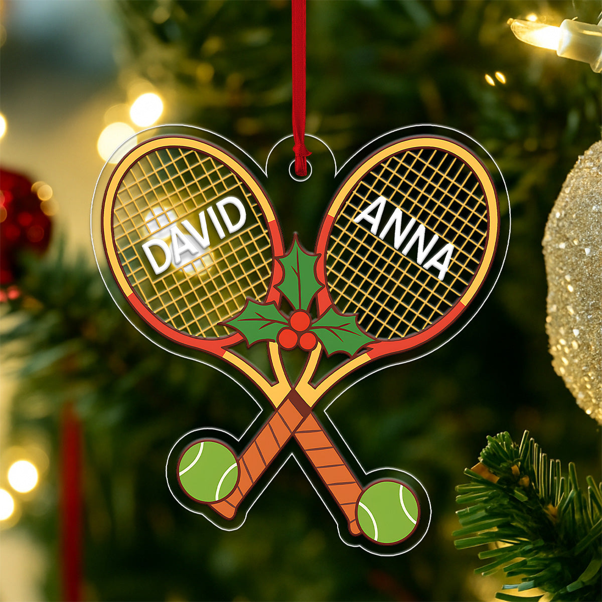 Personalize Tennis Player Team Named Acrylic Ornament Christmas Gift