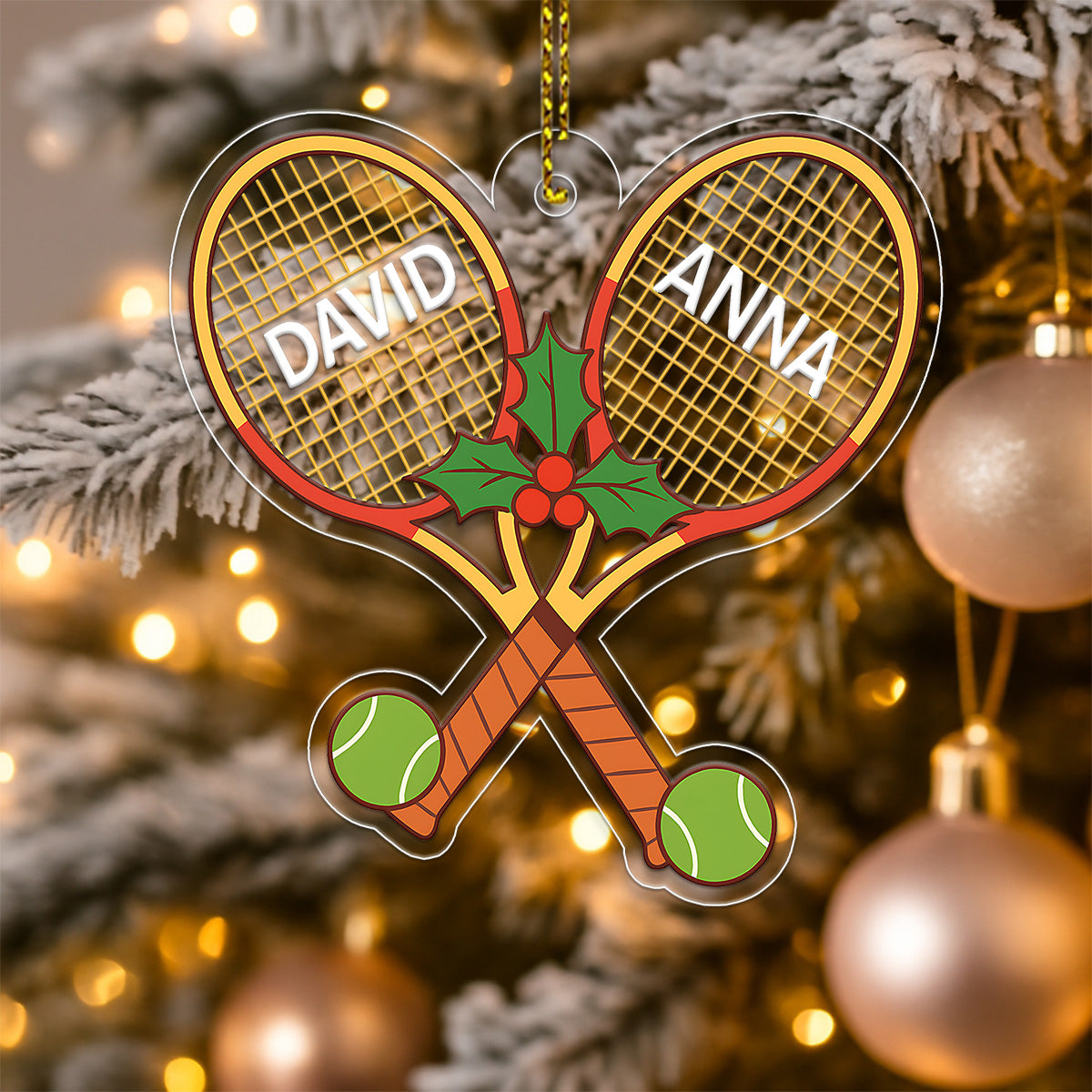 Personalize Tennis Player Team Named Acrylic Ornament Christmas Gift