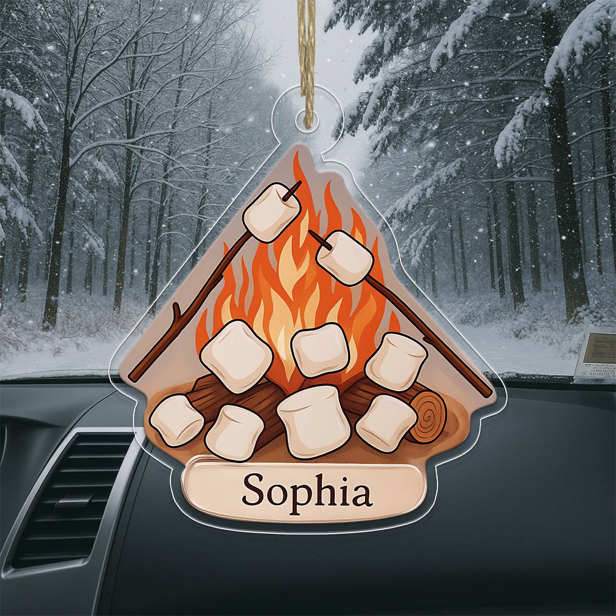 Personalized Campfire and Marshmallows Ornament, Custom Christmas Ornament, Camping Lover Gift, Cozy Holiday Keepsake, Unique Decoration