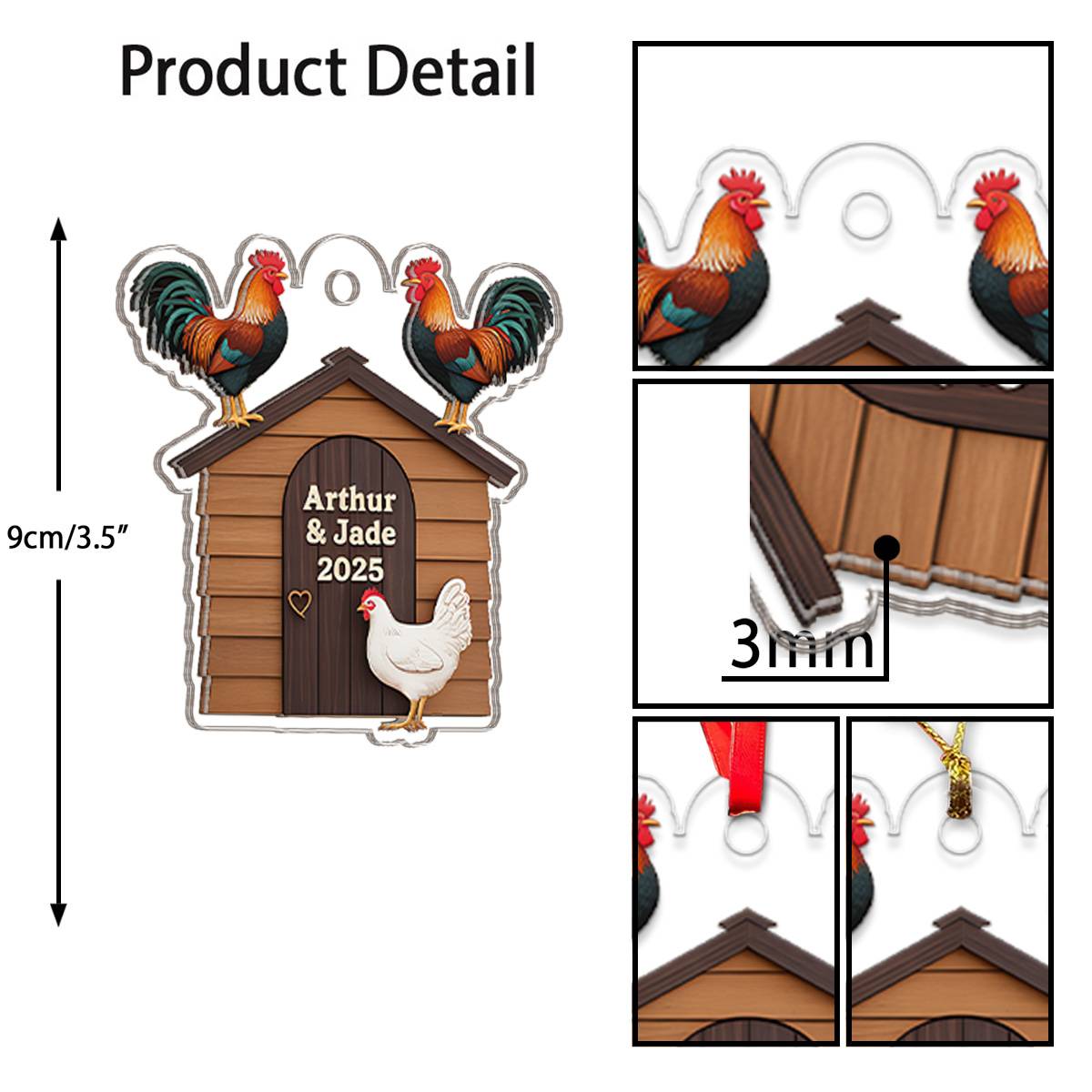 Personalized Chicken Coop Christmas Ornament, Custom Farm with Chickens, Rustic Holiday Tree Decor, Farming Ornament, Farmer Gift Lovers