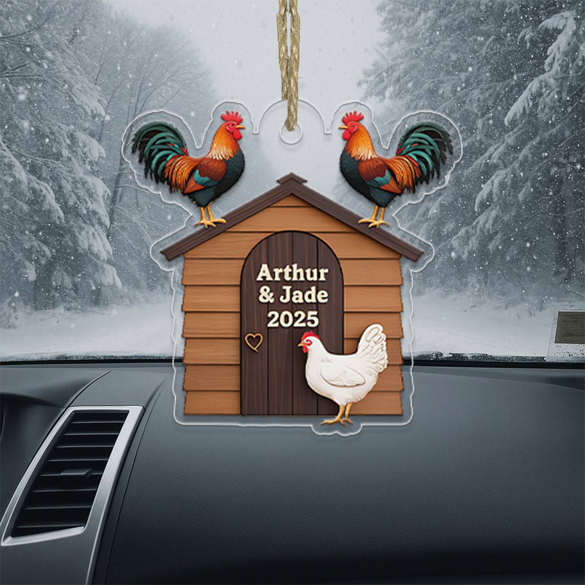 Personalized Chicken Coop Christmas Ornament, Custom Farm with Chickens, Rustic Holiday Tree Decor, Farming Ornament, Farmer Gift Lovers
