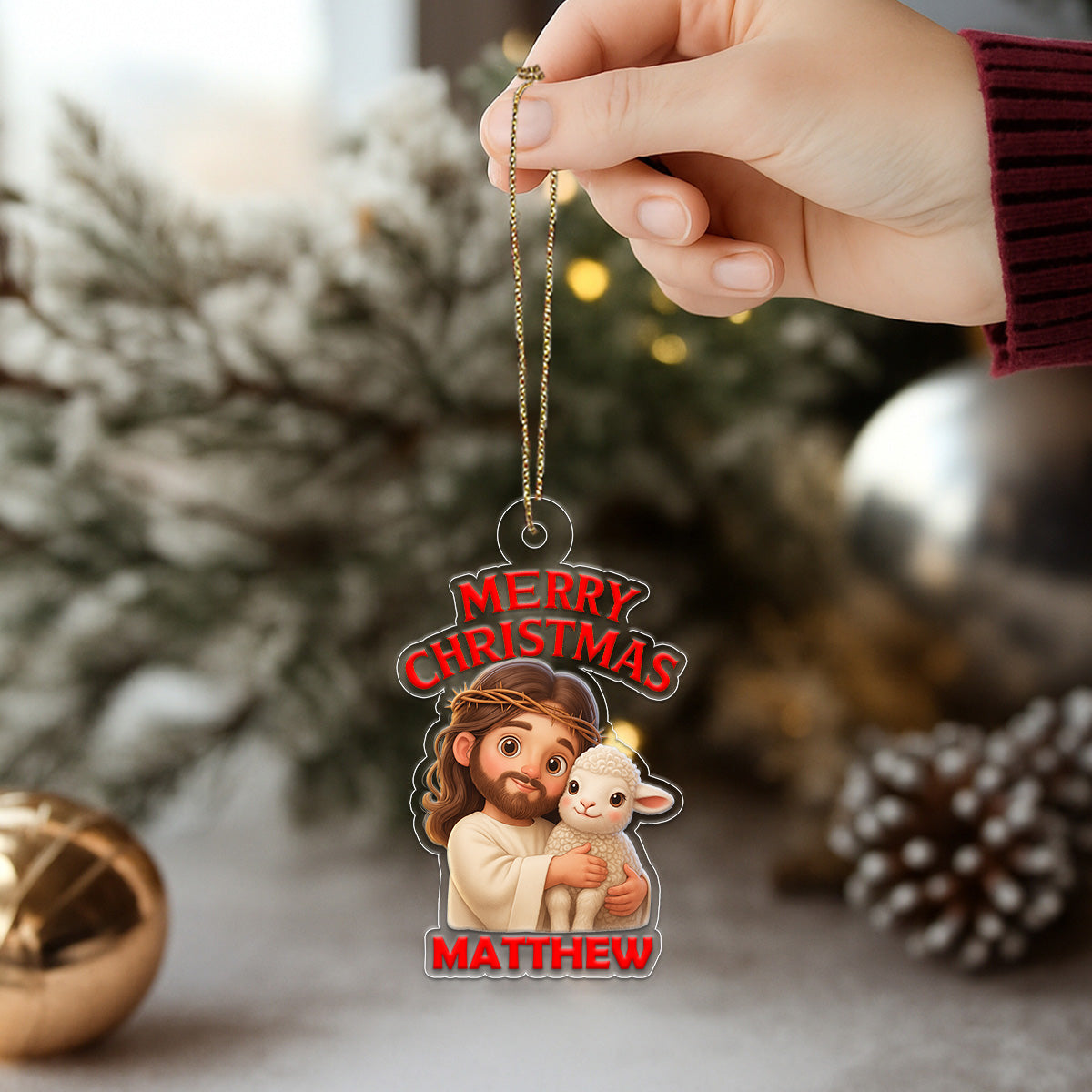 Personalized Christian Custom Name Acrylic Ornament Christmas Gift