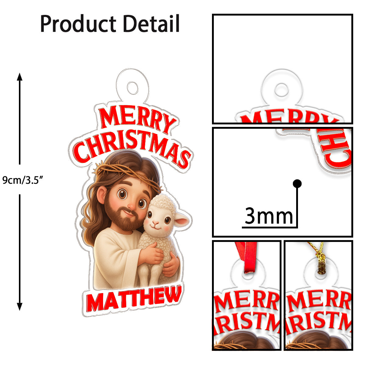 Personalized Christian Custom Name Acrylic Ornament Christmas Gift