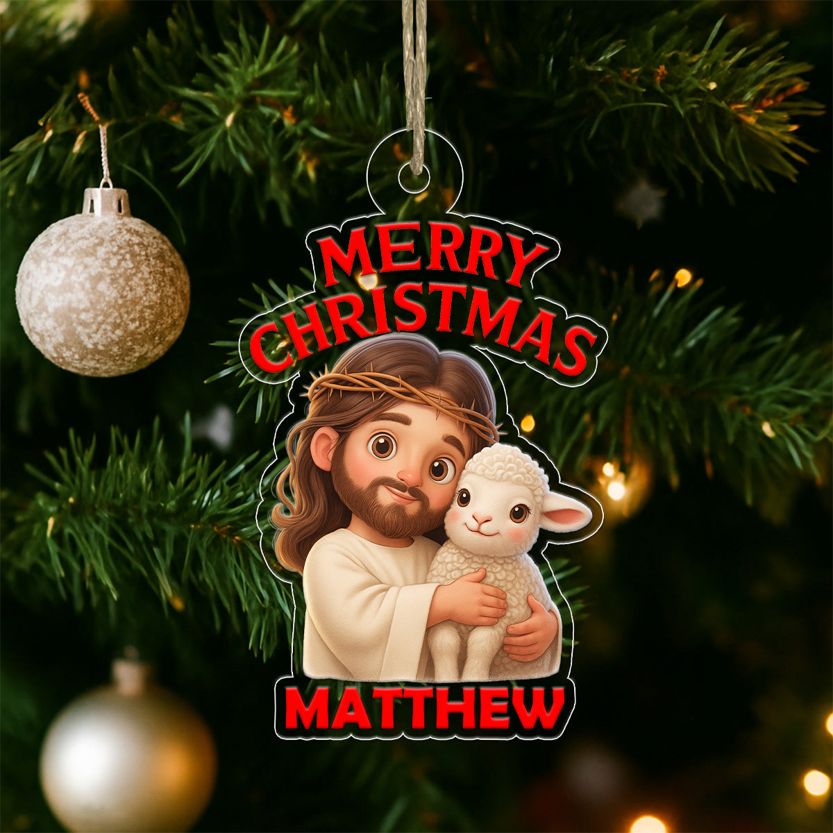 Personalized Christian Custom Name Acrylic Ornament Christmas Gift