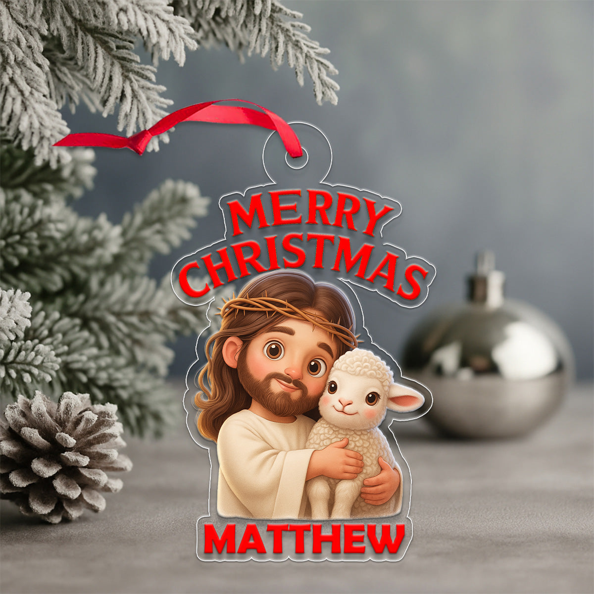 Personalized Christian Custom Name Acrylic Ornament Christmas Gift