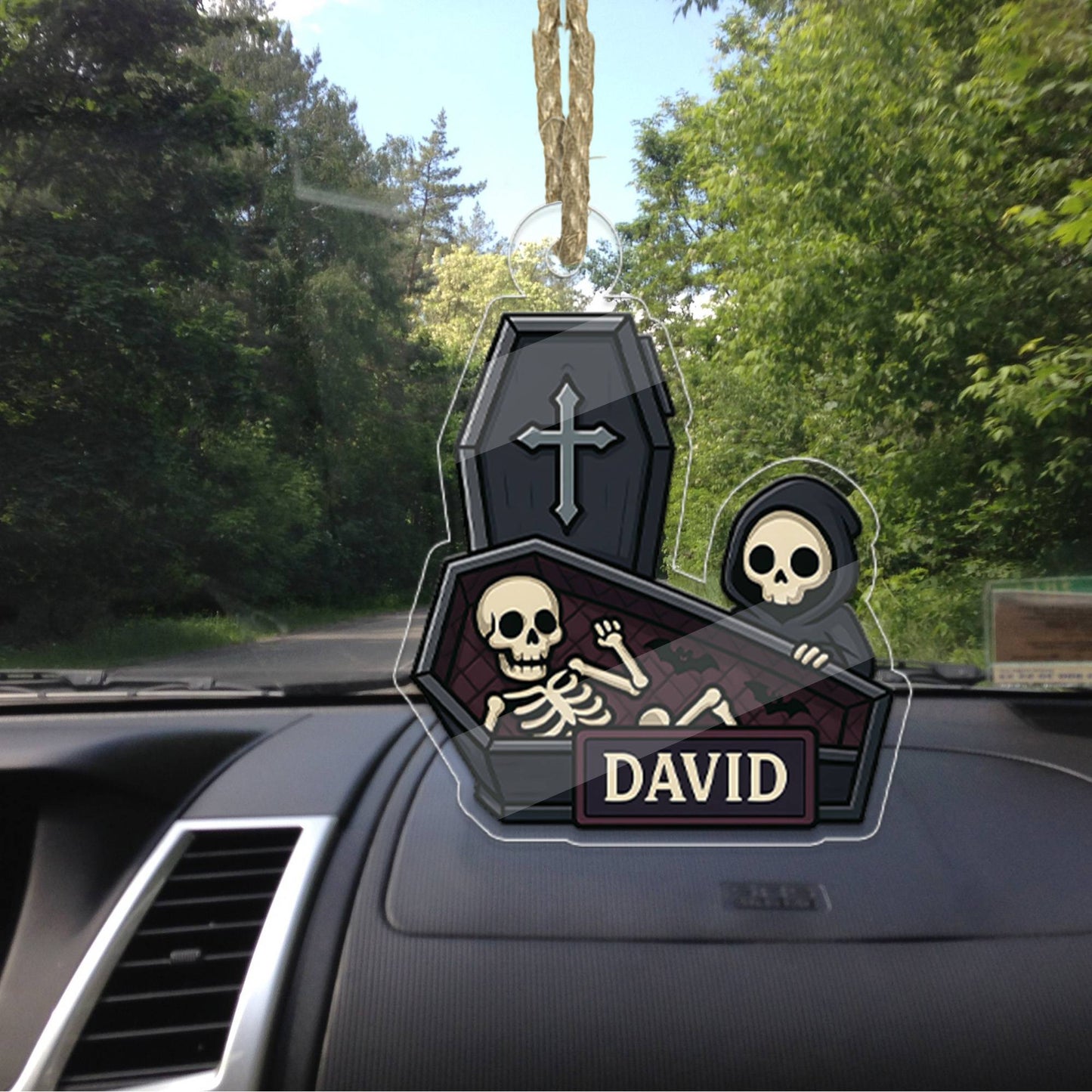 Personalized Coffin With Grim Reaper Ornament, Funny Casket Ornament, Funny Gift, Holiday Xmas Decor, Halloween Gift