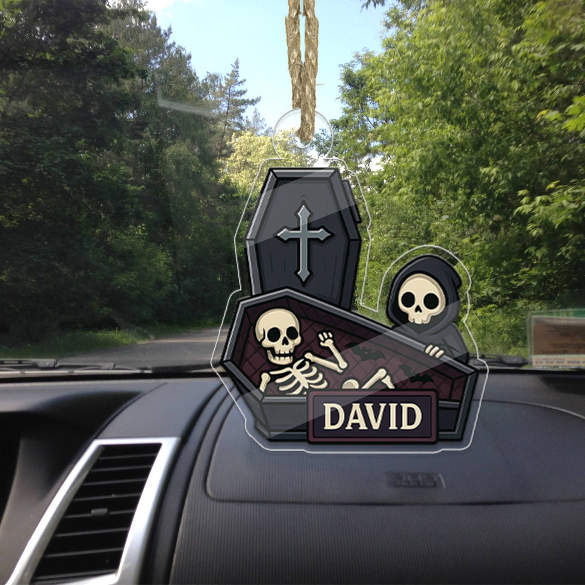 Personalized Coffin With Grim Reaper Ornament, Funny Casket Ornament, Funny Gift, Holiday Xmas Decor, Halloween Gift