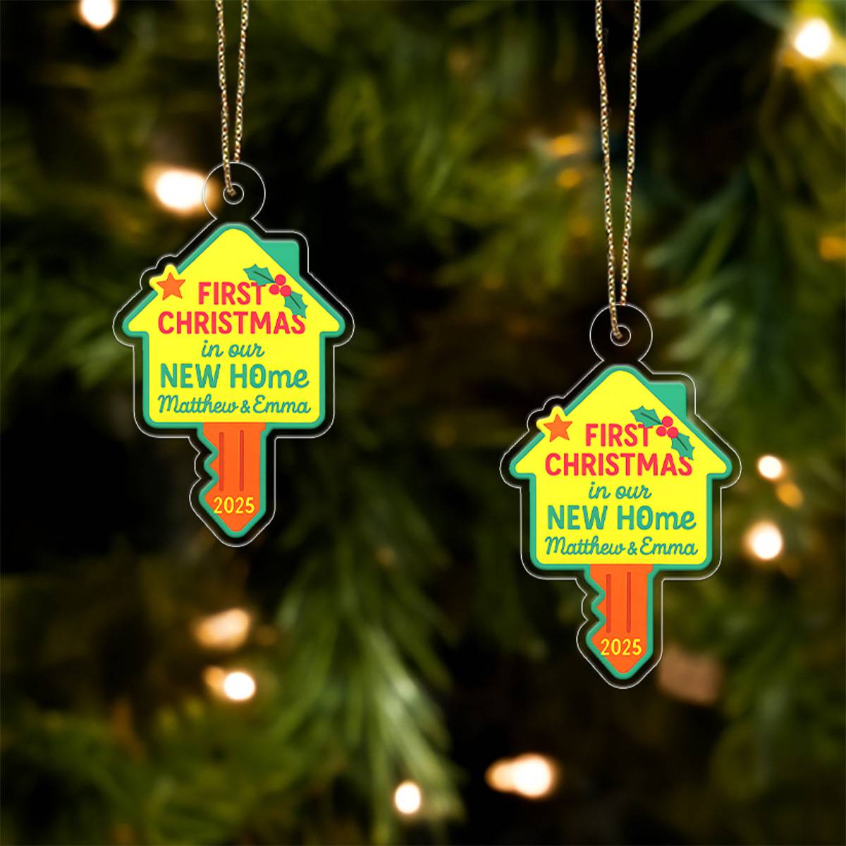 Personalized First Christmas In New Home Ornament, Custom Housewarming Ornament, New Home Gift, Couple Christmas Ornament, Holiday Keepsake