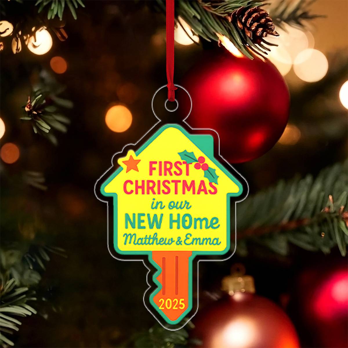 Personalized First Christmas In New Home Ornament, Custom Housewarming Ornament, New Home Gift, Couple Christmas Ornament, Holiday Keepsake