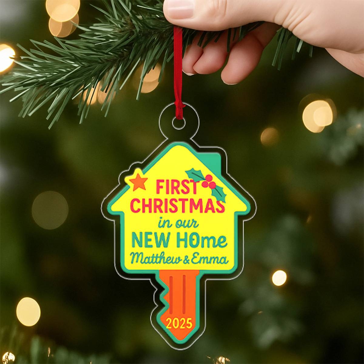 Personalized First Christmas In New Home Ornament, Custom Housewarming Ornament, New Home Gift, Couple Christmas Ornament, Holiday Keepsake