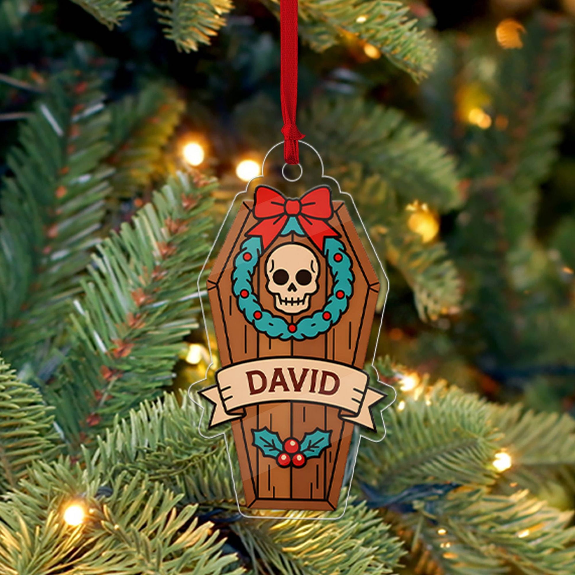 Personalized Funny Coffin Ornament, Funny Casket Ornament, Funny Gift, Holiday Xmas Decor, Halloween Gift