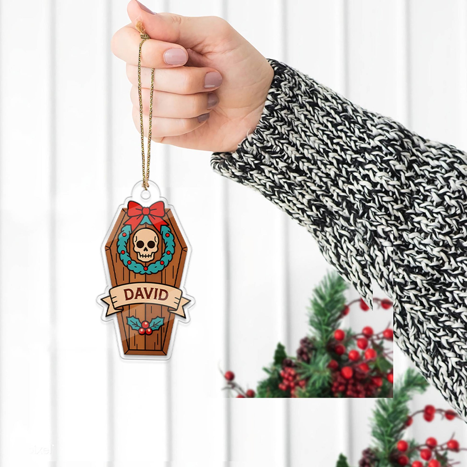 Personalized Funny Coffin Ornament, Funny Casket Ornament, Funny Gift, Holiday Xmas Decor, Halloween Gift