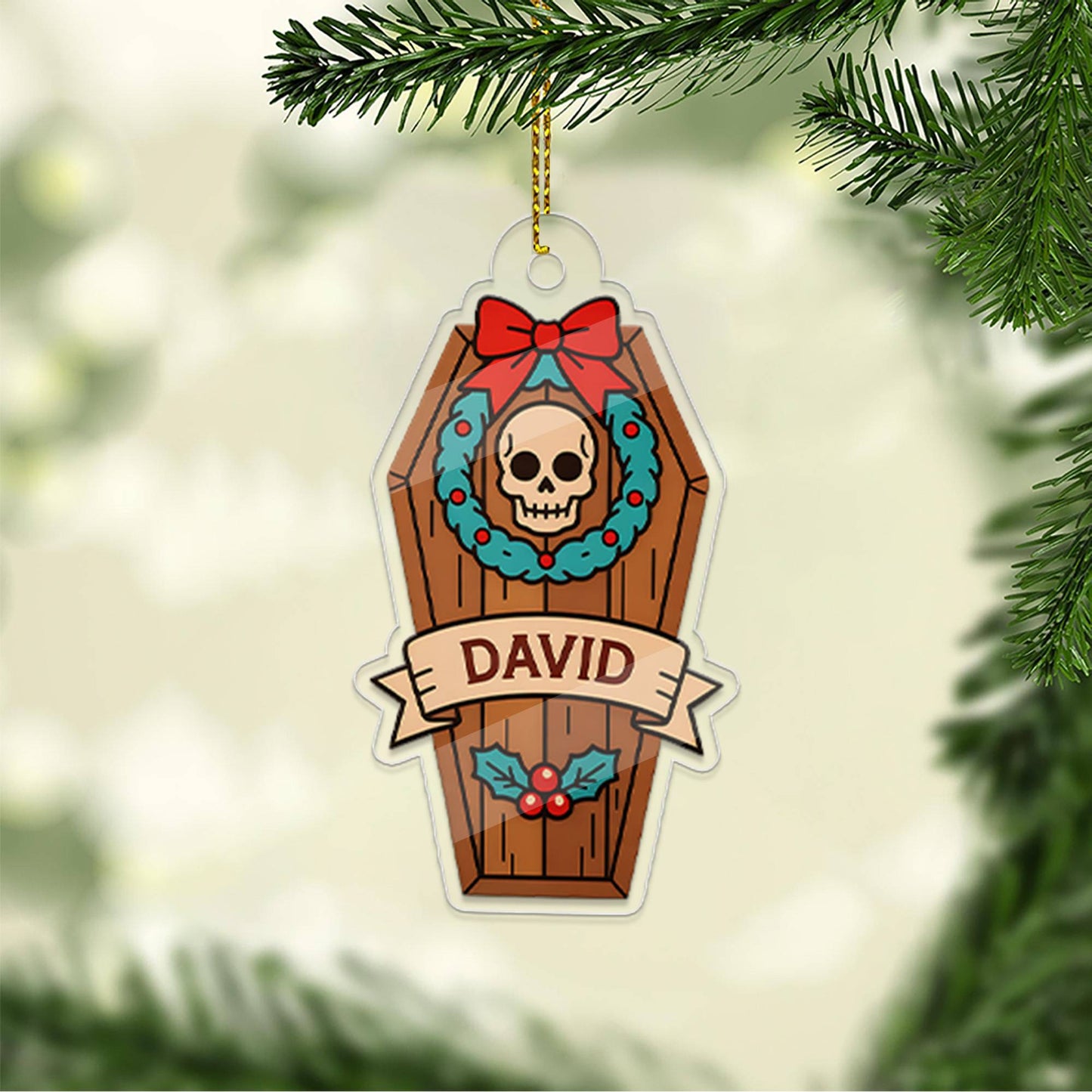 Personalized Funny Coffin Ornament, Funny Casket Ornament, Funny Gift, Holiday Xmas Decor, Halloween Gift