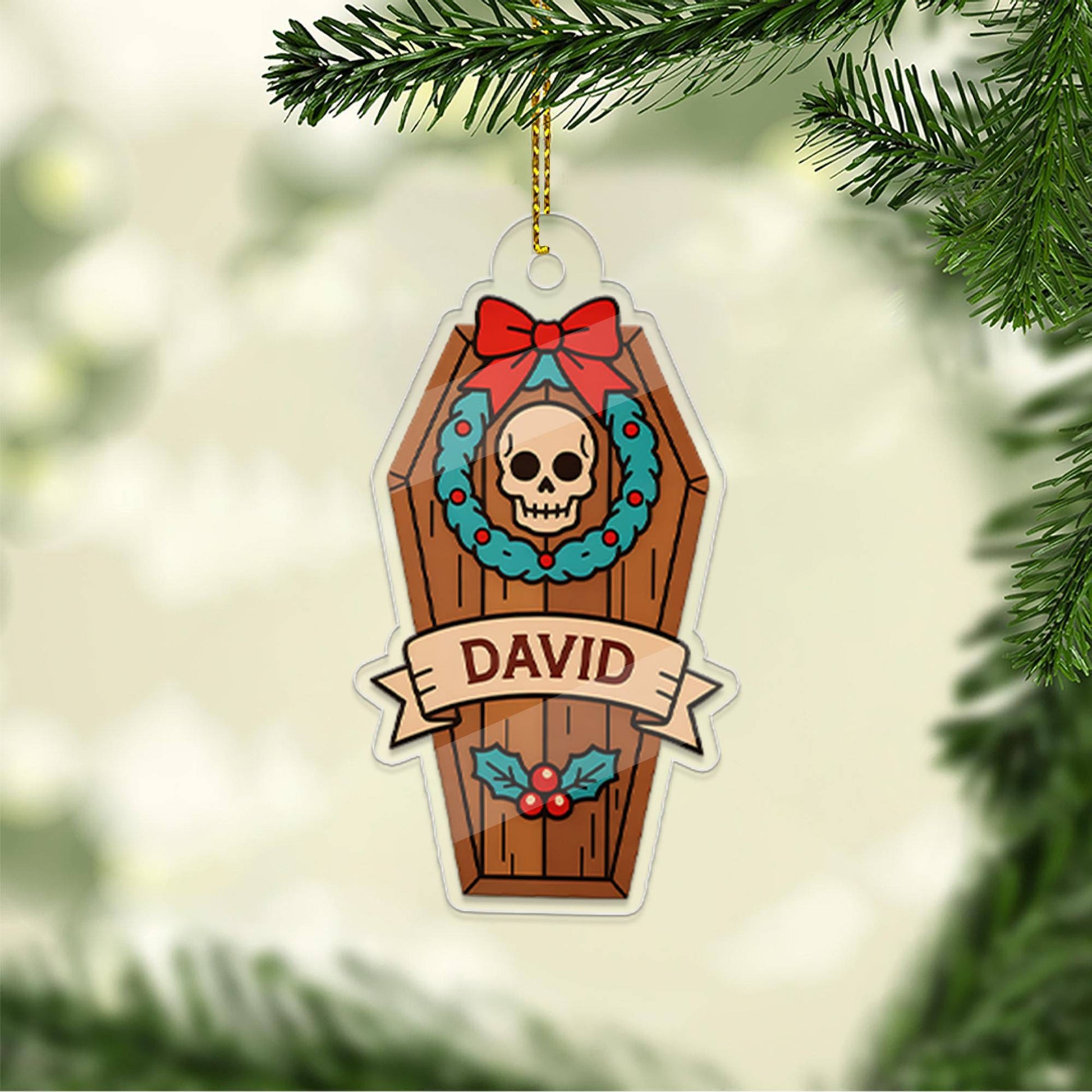 Personalized Funny Coffin Ornament, Funny Casket Ornament, Funny Gift, Holiday Xmas Decor, Halloween Gift