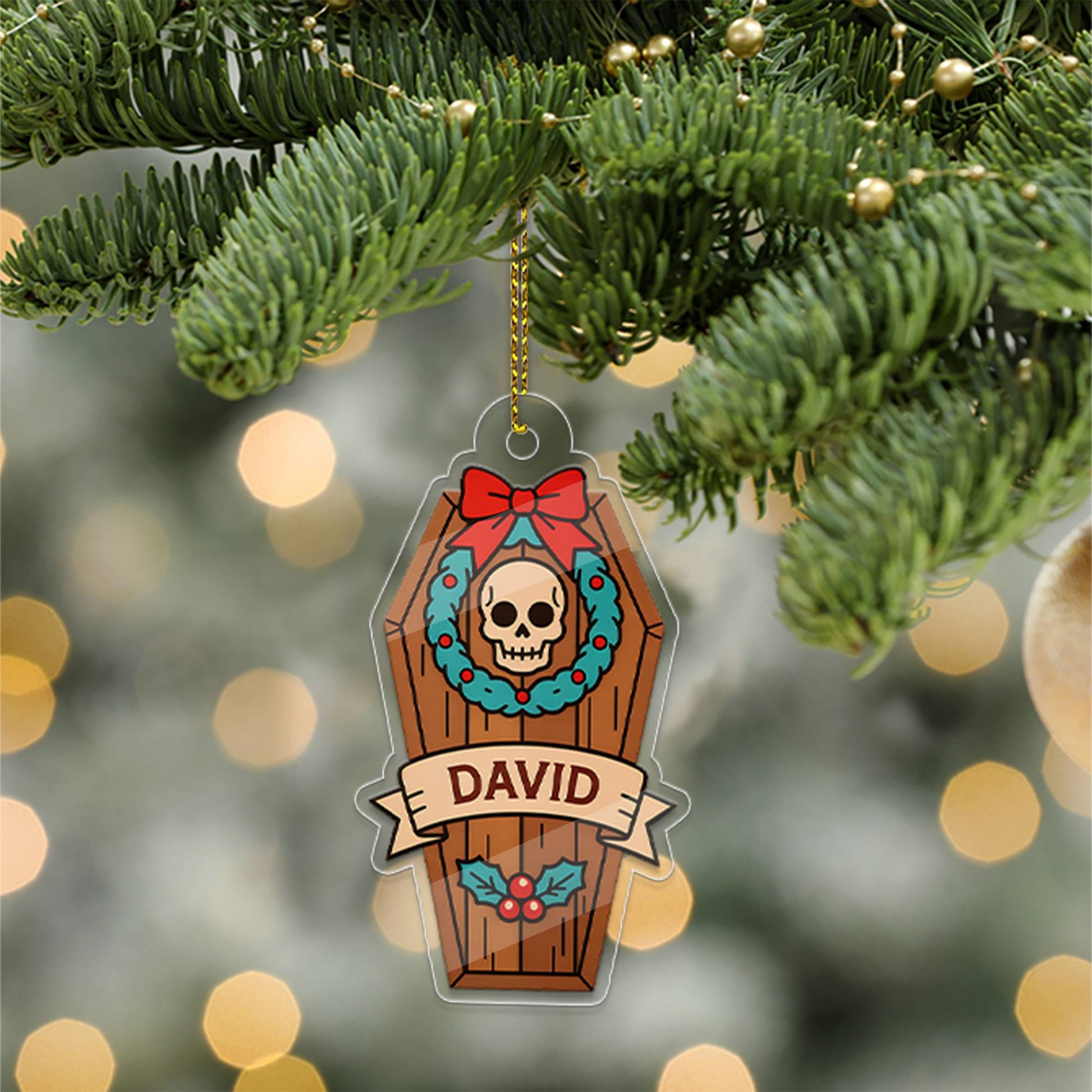 Personalized Funny Coffin Ornament, Funny Casket Ornament, Funny Gift, Holiday Xmas Decor, Halloween Gift
