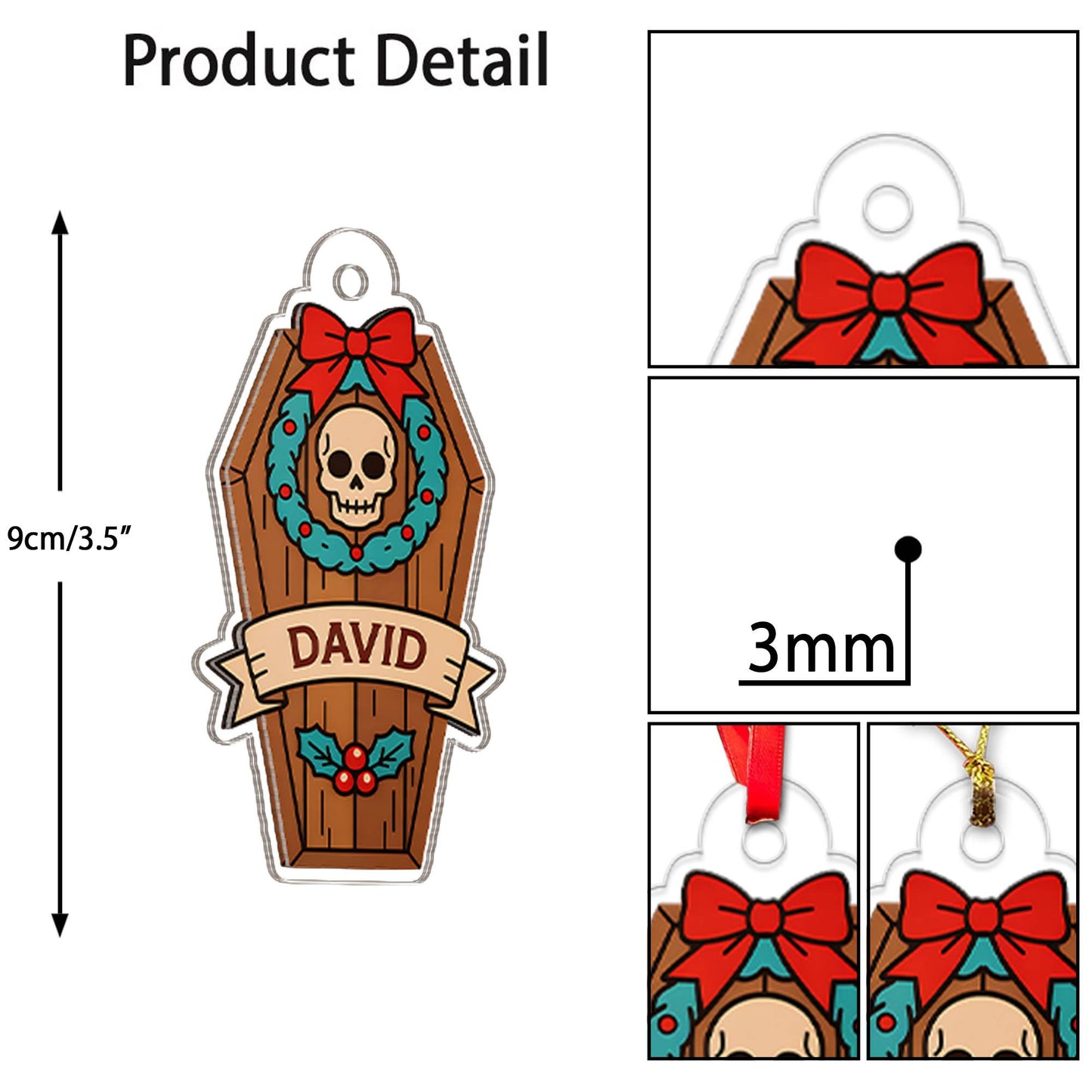 Personalized Funny Coffin Ornament, Funny Casket Ornament, Funny Gift, Holiday Xmas Decor, Halloween Gift