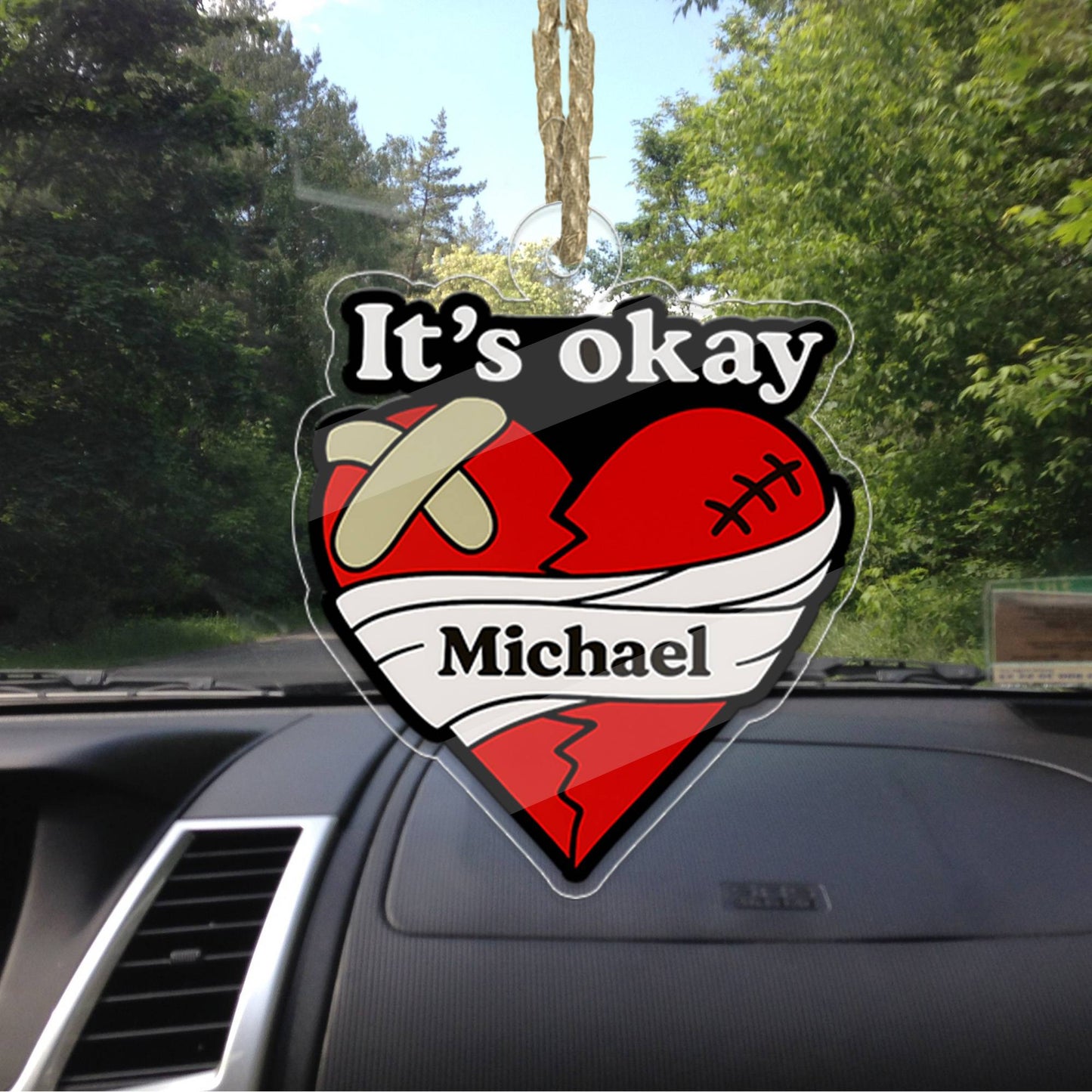 Personalized It's Okay Broken Heart Acrylic Ornament, Funny Ornament Gift, Holiday Xmas Decor, Gift For Friends, Breakup Gift