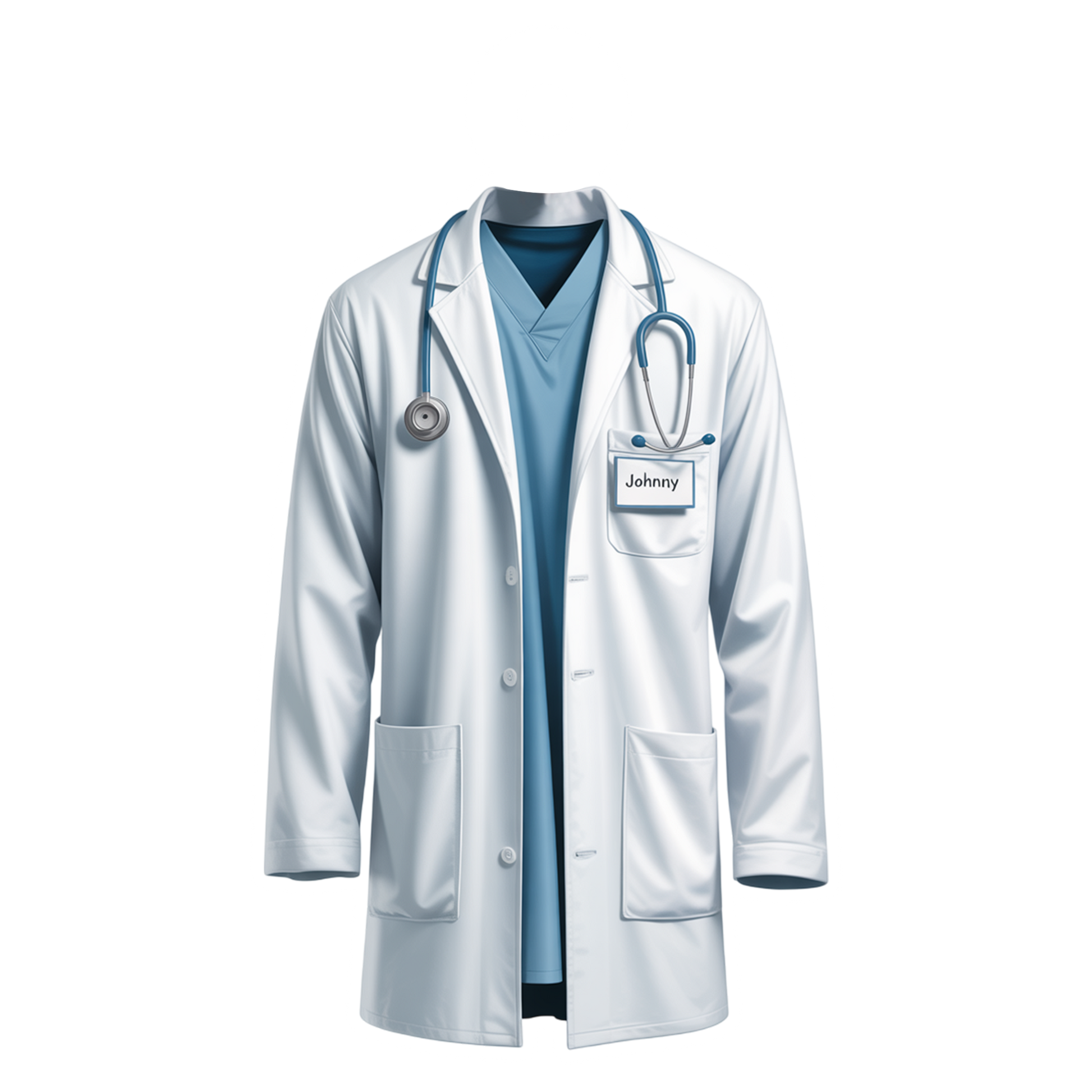 Personalized Name Blue Doctor Coat For Surgeon, Dentist