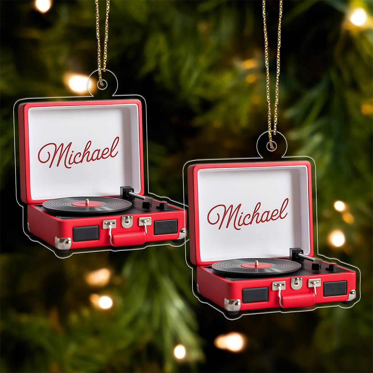 Personalized Vinyl Record Machine Ornament, Keepsake For Music Lovers, Vinyl Record Christmas Gift, Hanging Ornament For The Tree