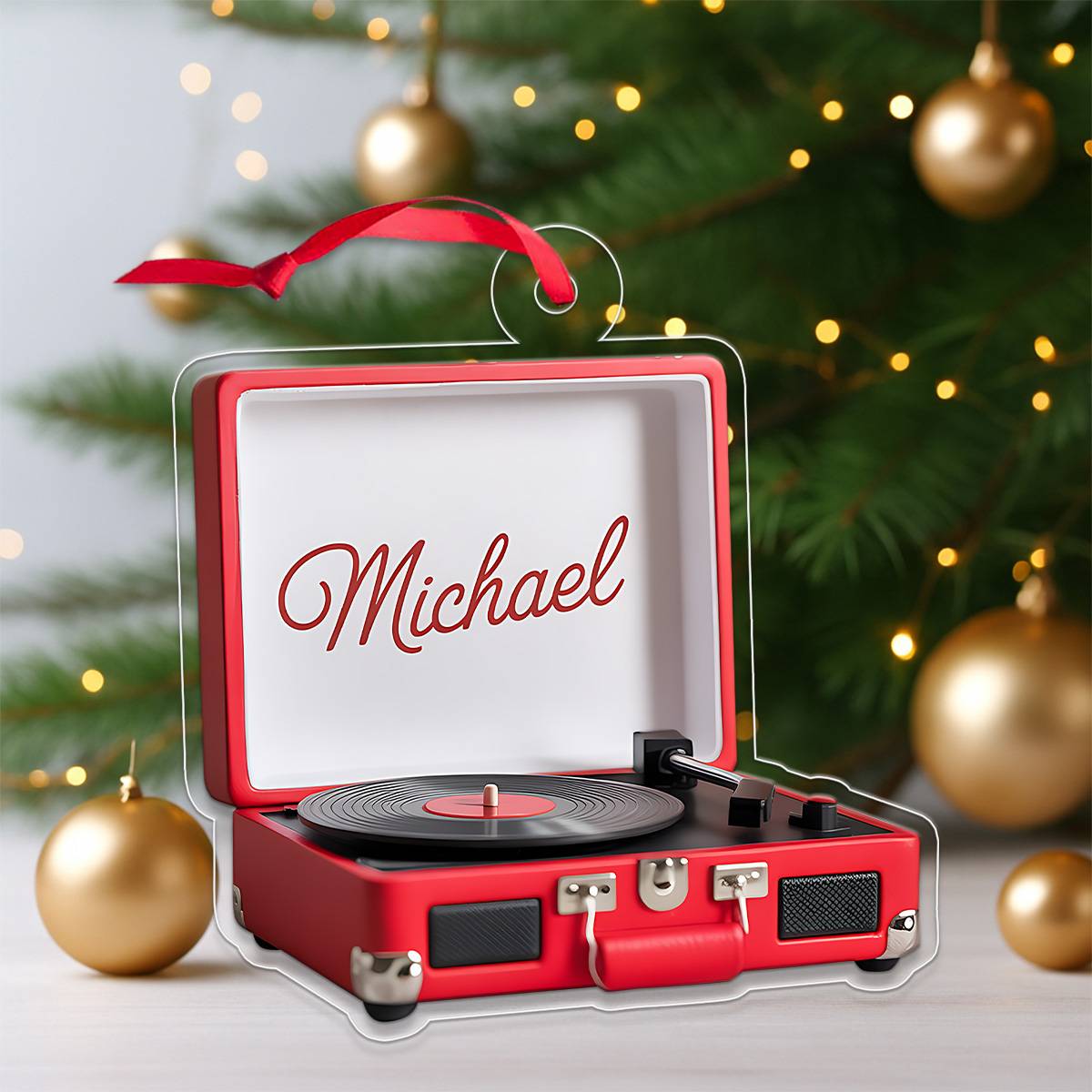Personalized Vinyl Record Machine Ornament, Keepsake For Music Lovers, Vinyl Record Christmas Gift, Hanging Ornament For The Tree