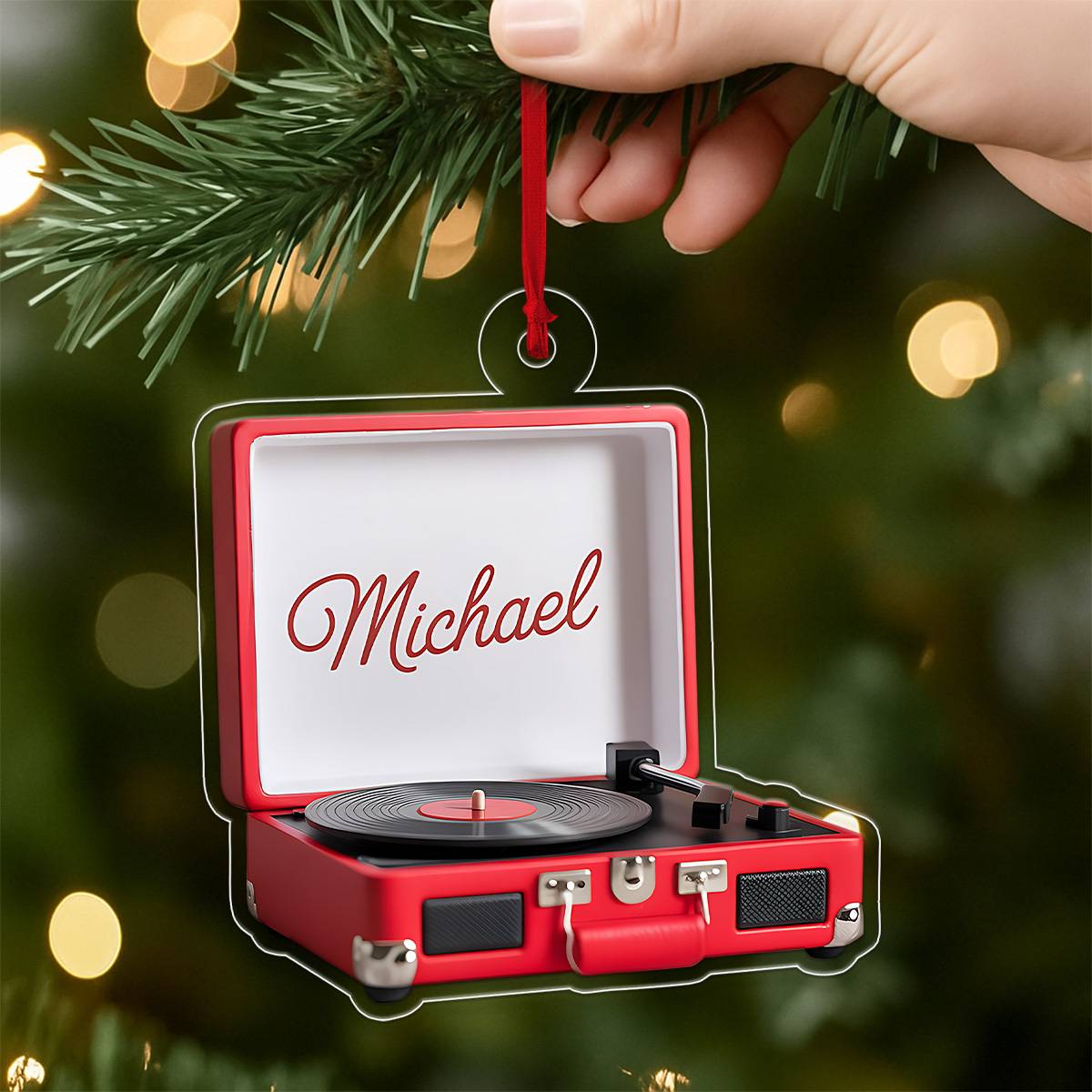 Personalized Vinyl Record Machine Ornament, Keepsake For Music Lovers, Vinyl Record Christmas Gift, Hanging Ornament For The Tree