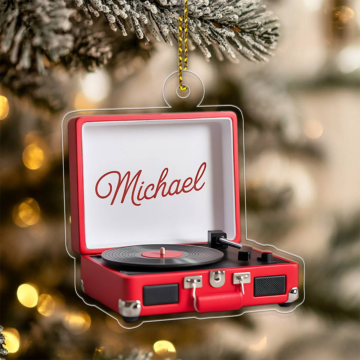 Personalized Vinyl Record Machine Ornament, Keepsake For Music Lovers, Vinyl Record Christmas Gift, Hanging Ornament For The Tree