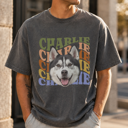 Custom Photo Dog Unisex Wash T-Shirt, Personalized Pet Lover Gift | Gift For Dog Lovers