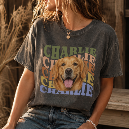 Custom Photo Dog Unisex Wash T-Shirt, Personalized Pet Lover Gift | Gift For Dog Lovers