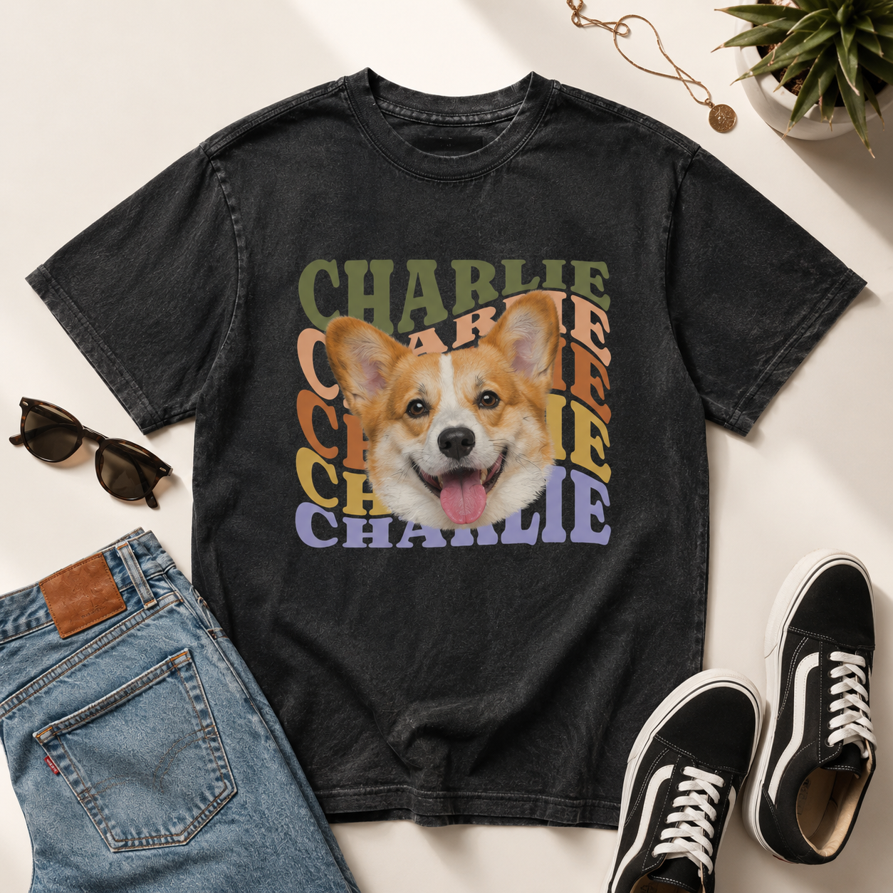 Custom Photo Dog Unisex Wash T-Shirt, Personalized Pet Lover Gift | Gift For Dog Lovers