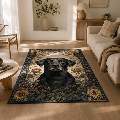 Custom Photo Dog Floral Area Rug | Gift For Dog Lovers