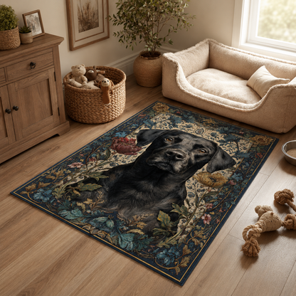 Custom Photo Dog Floral Area Rug | Gift For Dog Lovers