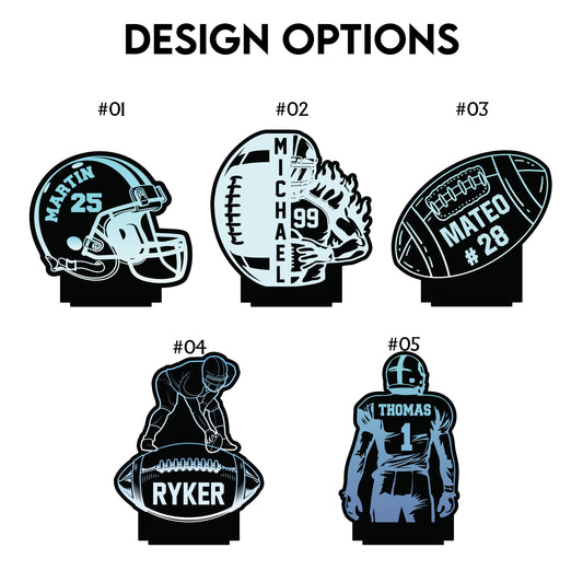 Aeluxlas Personalized Football LED Night Light, Football Night Light, Custom Football Night Light, Football Kids Bedroom Light, LED Bedroom Light
