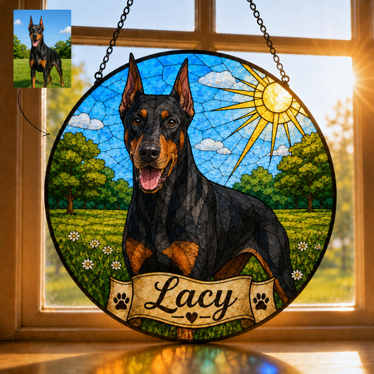 Custom Photo Dog Stained Glass Suncatcher – Custom Dog Lover Gifts | Gift For Dog Lover