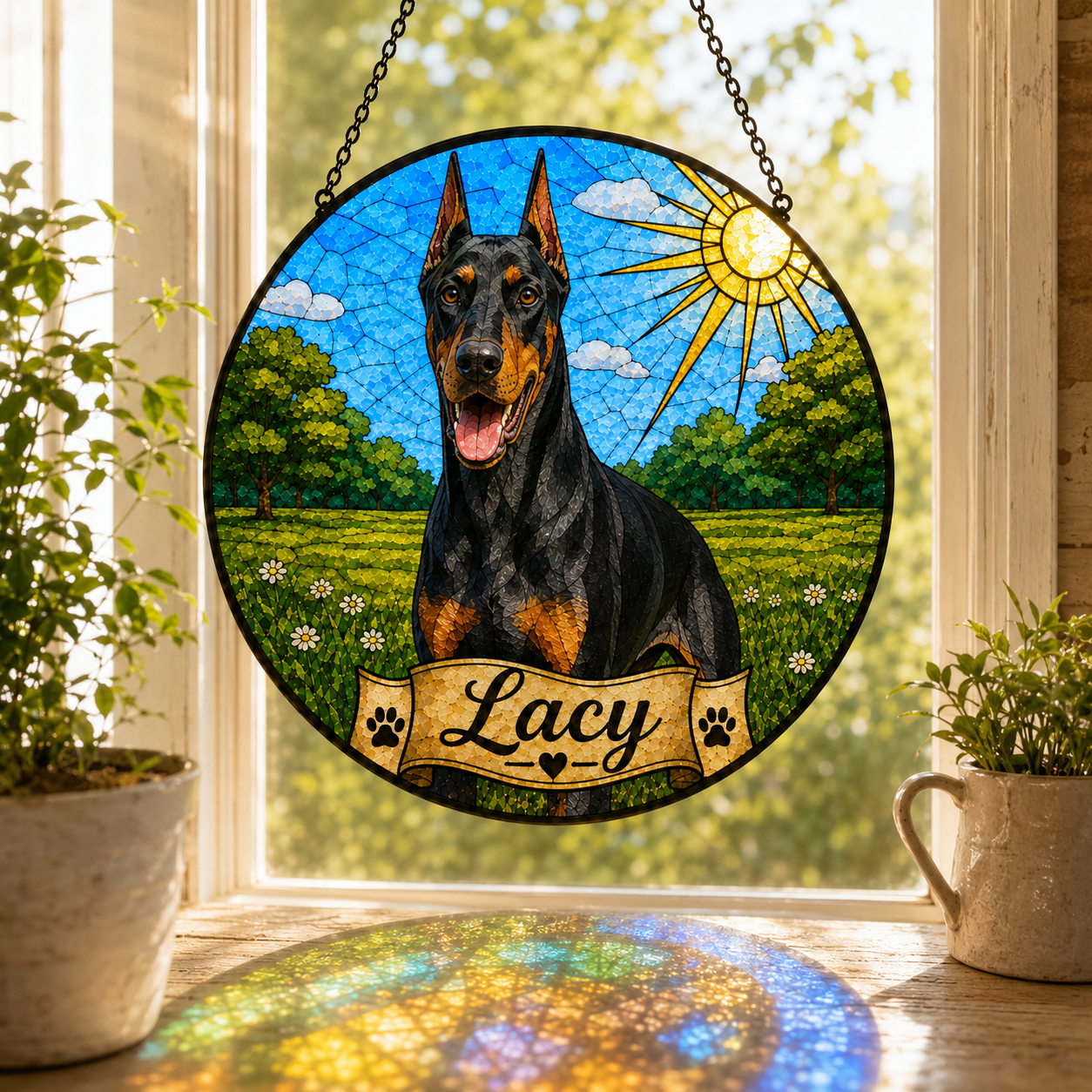 Custom Photo Dog Stained Glass Suncatcher – Custom Dog Lover Gifts | Gift For Dog Lover