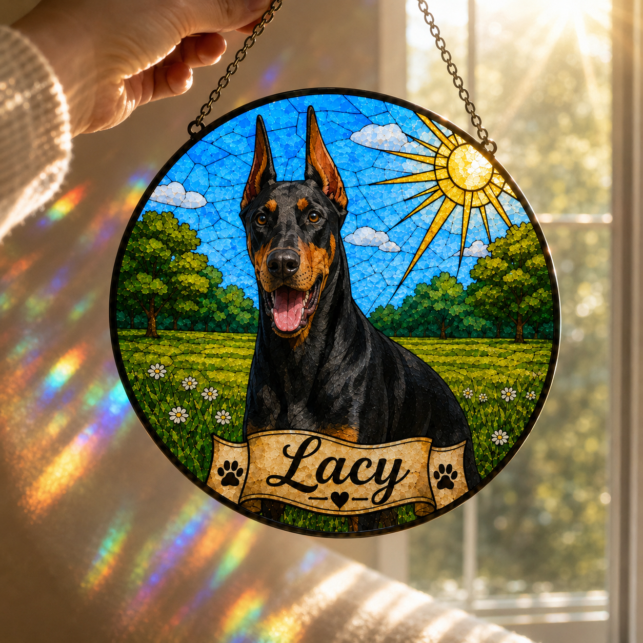 Custom Photo Dog Stained Glass Suncatcher – Custom Dog Lover Gifts | Gift For Dog Lover