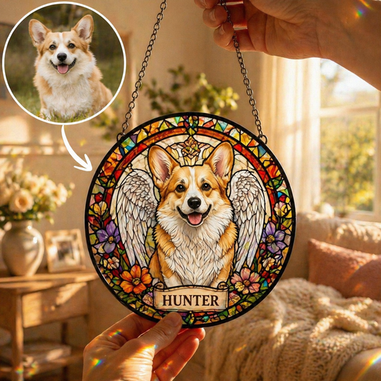 Custom Photo Dog Stained Glass Suncatcher – Custom Dog Lover Gifts | Gift For Dog Lover