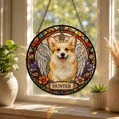 Custom Photo Dog Stained Glass Suncatcher – Custom Dog Lover Gifts | Gift For Dog Lover