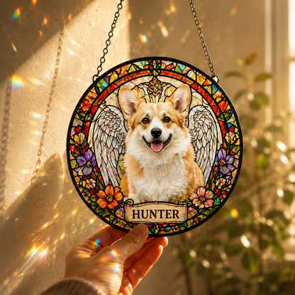 Custom Photo Dog Stained Glass Suncatcher – Custom Dog Lover Gifts | Gift For Dog Lover