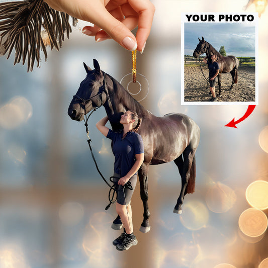 Custom Photo Horse Riding Equestrian Ornament | Custom Photo Family Acrylic Christmas Tree Decoration Gift THH23