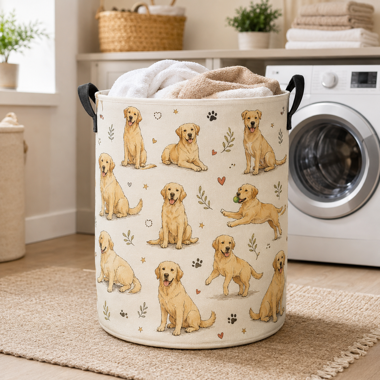 Custom Photo Dog Laundry Basket | Gift For Dog Lovers | Dog Bathroom Decor