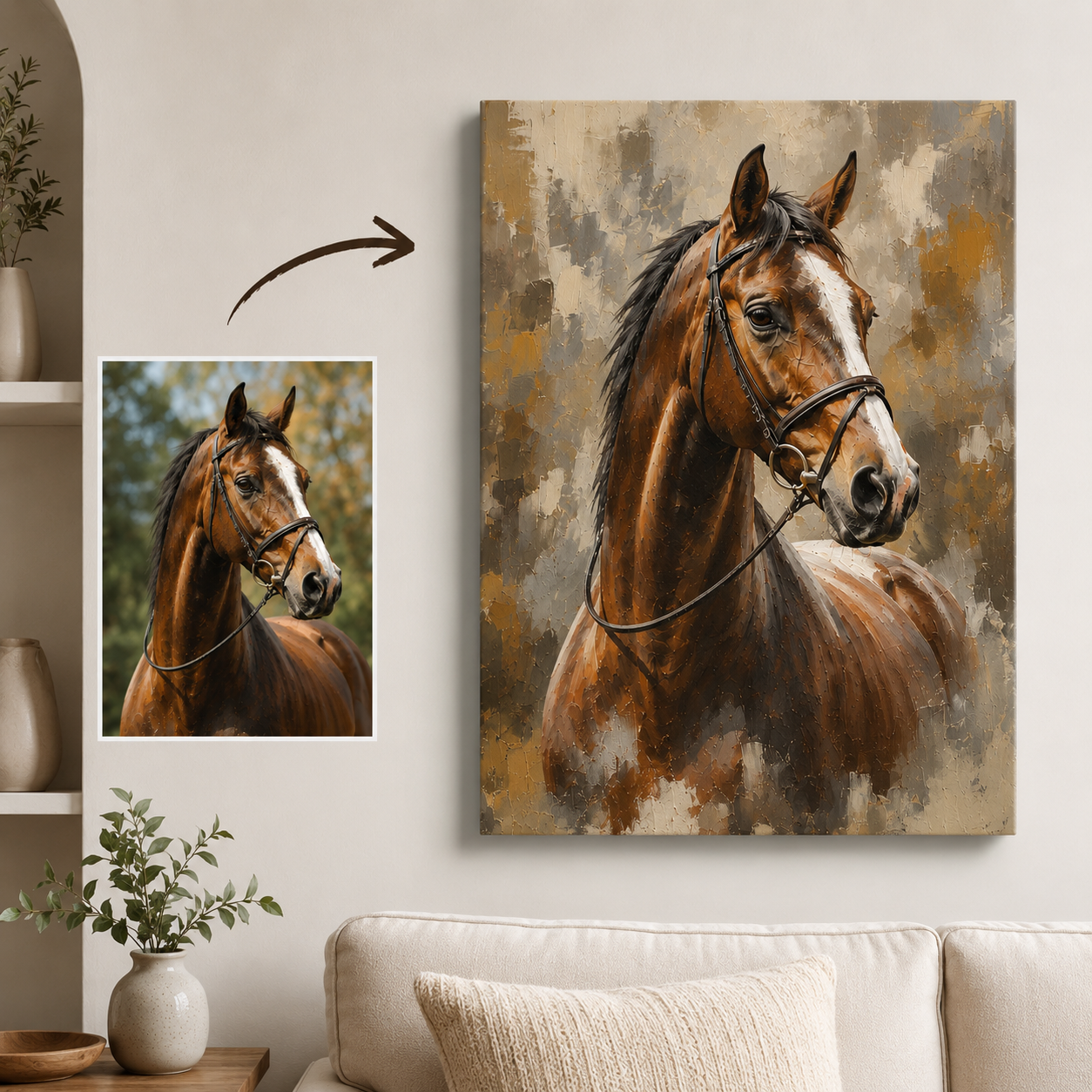 Custom Photo Horse Wall Art Canvas | Personalized Horse Photo Canvas | Gift For Horse Lovers