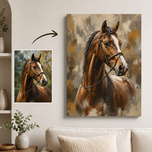 Custom Photo Horse Wall Art Canvas | Personalized Horse Photo Canvas | Gift For Horse Lovers