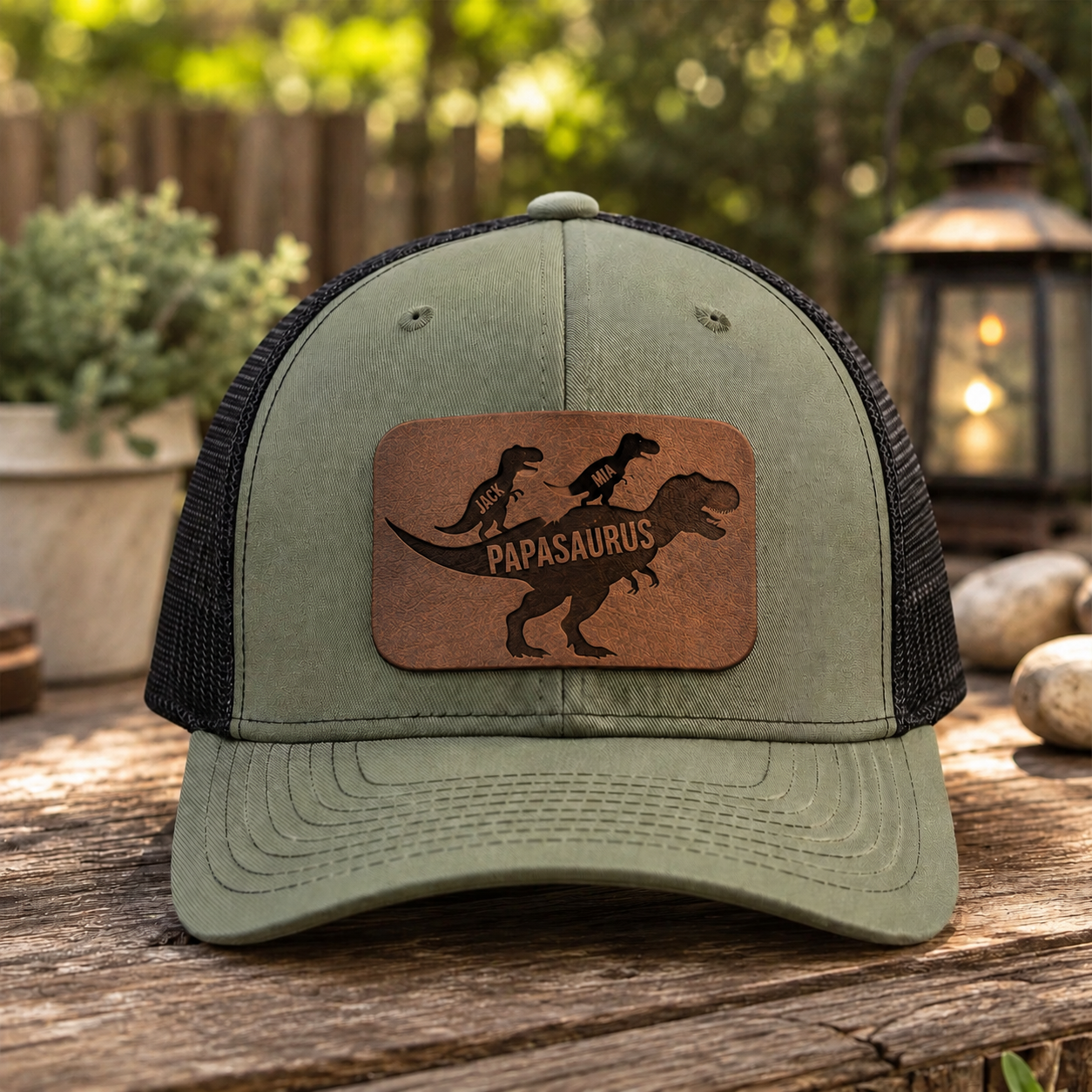 Personalized Dinosaus Dad Trucker Hat | Custom Dad Photo Hat | Father's Day Gift | Gift For Dad | Dad Gifts TOM99