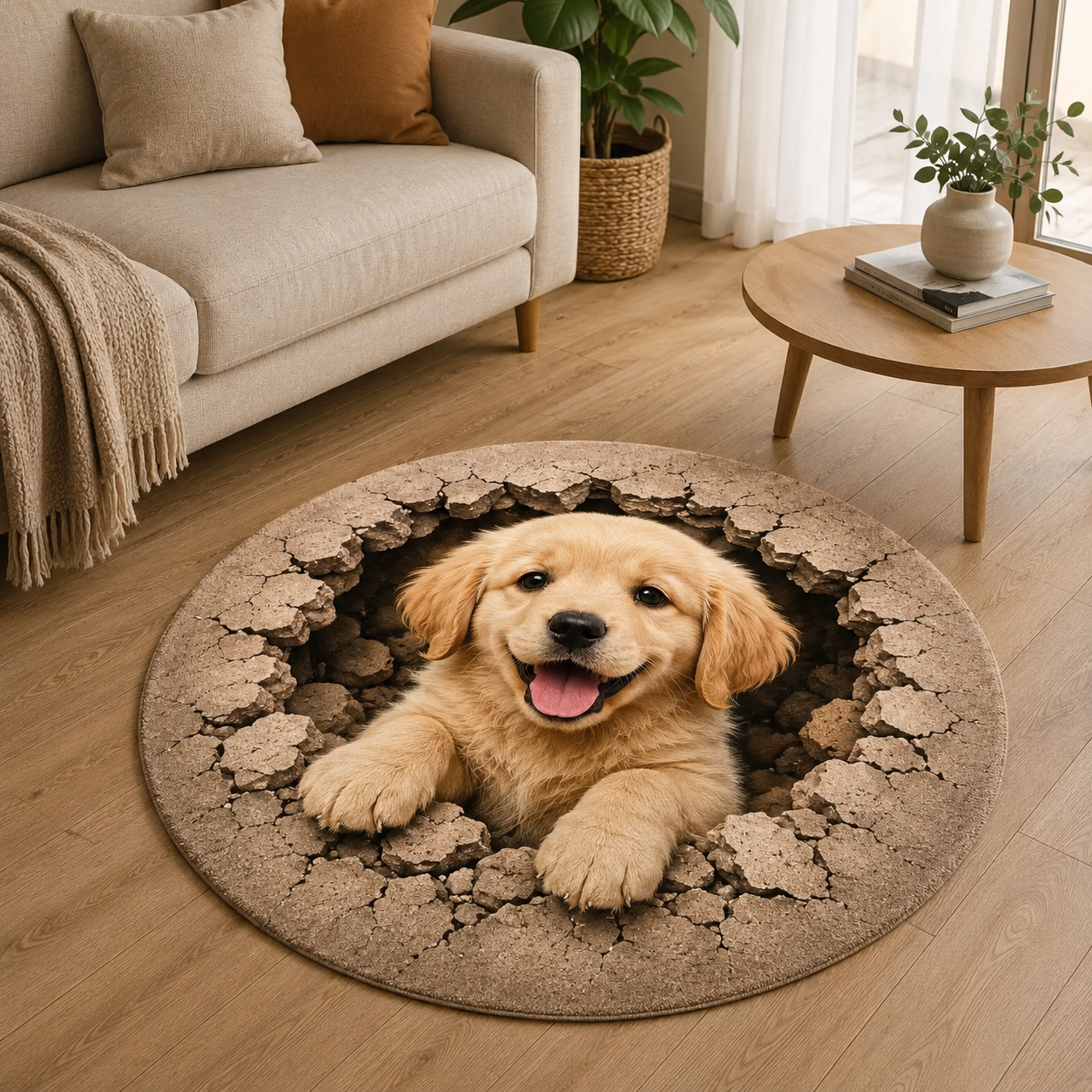 Custom Photo Dog Round Carpet | Photo Pet Round Rug | Gift For Dog Lovers