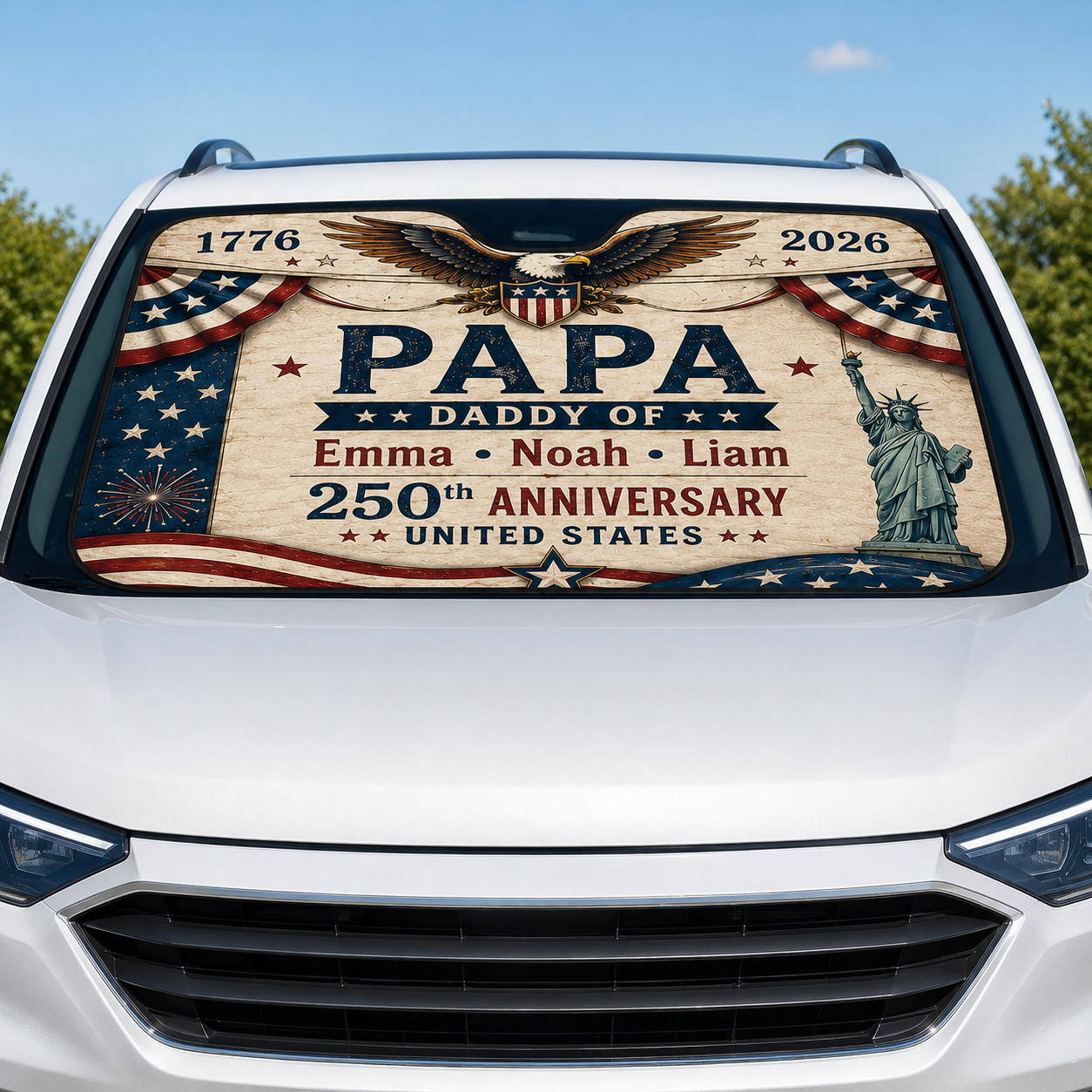 Personalized Dad's Crew Auto Car Sun Shade, Custom Car Sun Shade for Dad, Gift For Dad TOM99